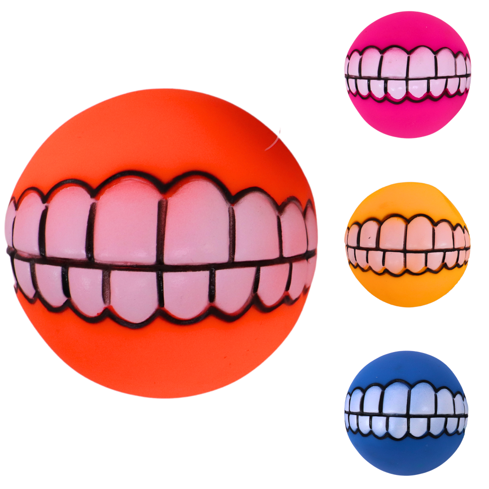 BRINQUEDO PARA CACHORRO BOLA DENTES / SORRISO DE PVC COM SOM 7,5CM DE Ø PET AMAZOO