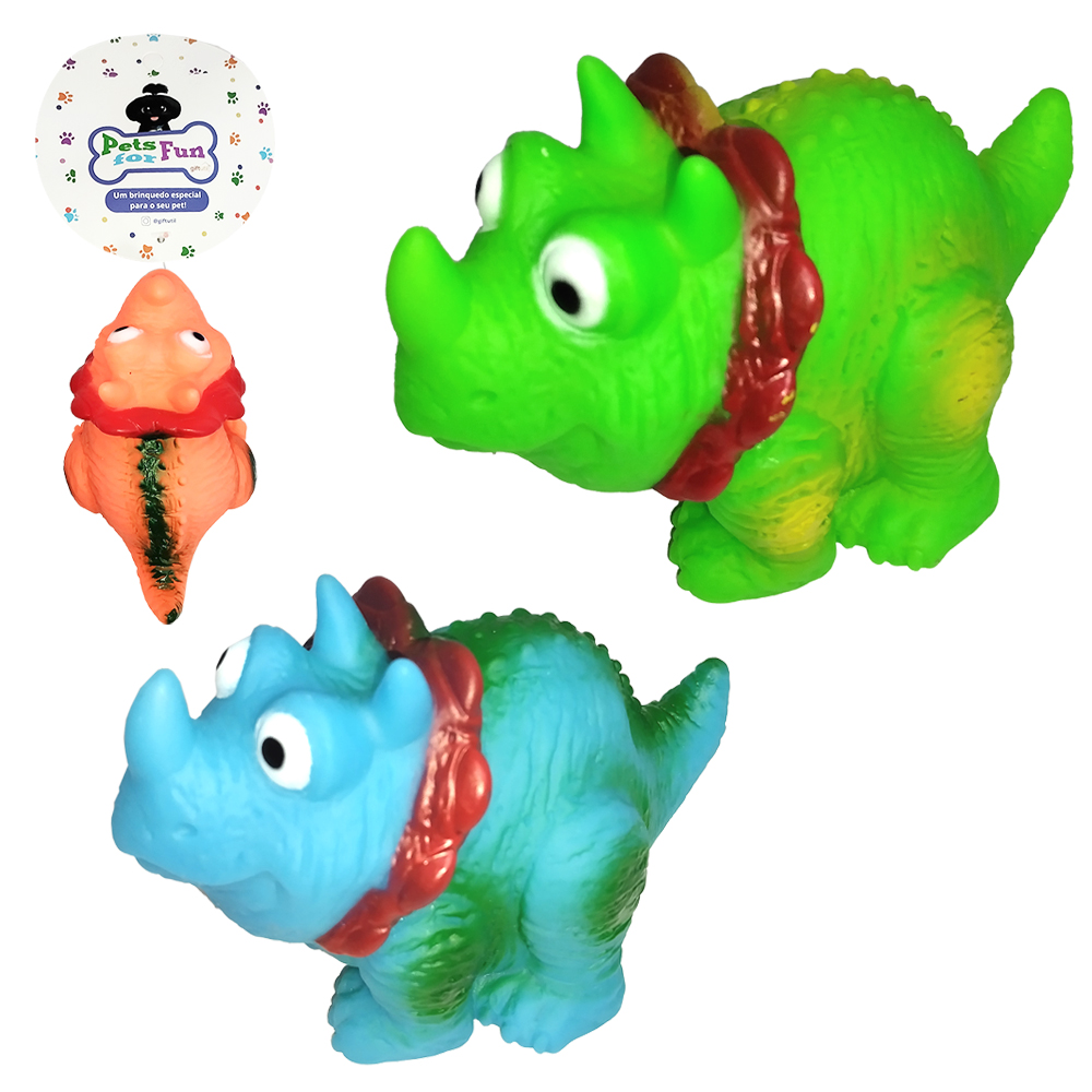 BRINQUEDO PARA CACHORRO DINOSSAURO DE PVC COM SOM 12X8X7CM