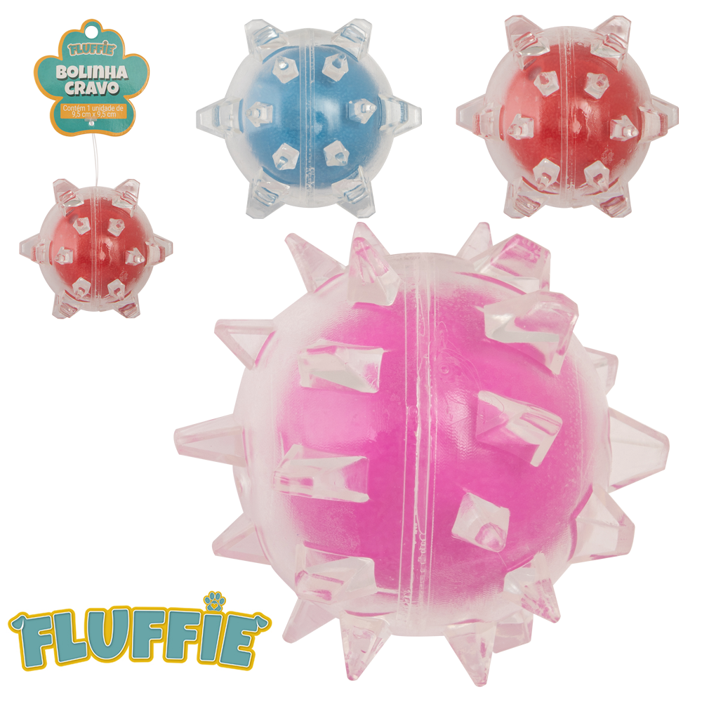 BRINQUEDO PARA CACHORRO BOLA CRAVO / ESPINHO DE BORRACHA FLUFFIE 9,5CM DE Ø