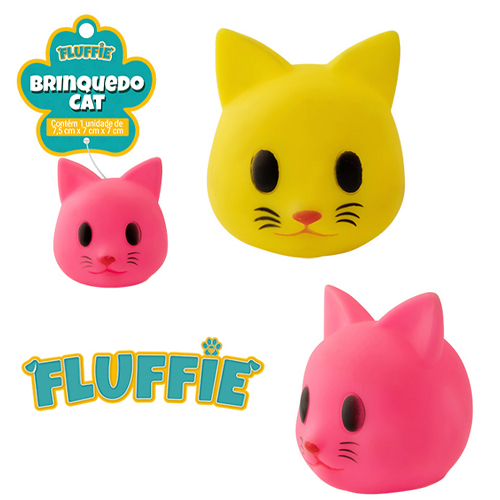 BRINQUEDO PARA CACHORRO CABECA DE GATO DE VINIL COM SOM FLUFFIE 7,5X7X7CM