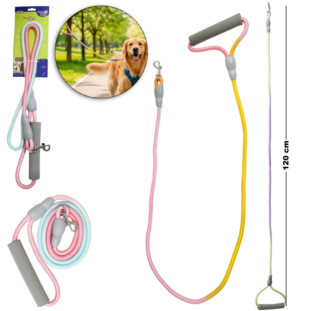GUIA TRACAO DE ADESTRAMENTO DE NLYON REFORCADO PARA CACHORRO 120X0,8CM IMPO PET
