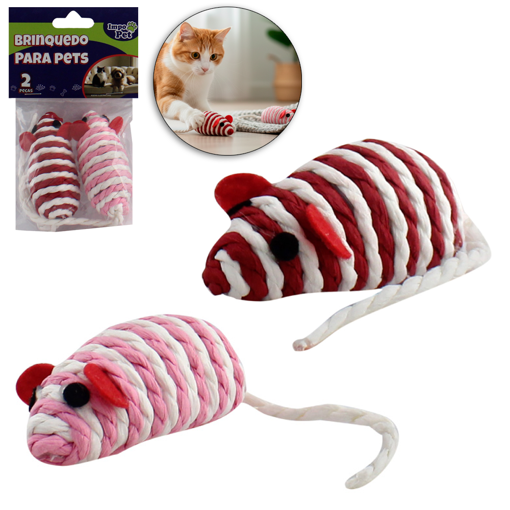 BRINQUEDO PARA GATO RATO DE PAPEL COM 2 PECAS 11X3X3CM IMPO PET