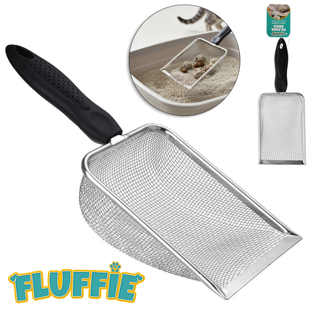 PA HIGIENICA PARA ANIMAIS DE INOX CABO PLASTICO FLUFFIE 27X10X5CM