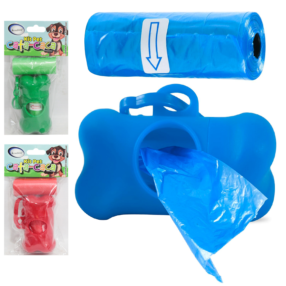 SACO / SAQUINHO COLETOR PARA FEZES ANIMAL DE PLASTICO 30 PECAS 30X22CM + ESTOJO