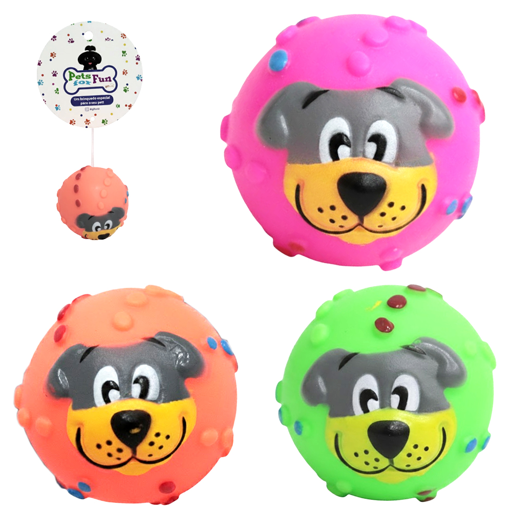 BRINQUEDO PARA CACHORRO BOLA CAO DE PVC COM SOM 6CM DE Ø