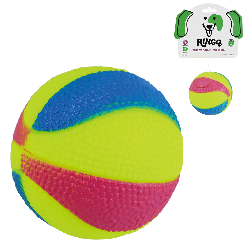 BRINQUEDO PARA CACHORRO BOLA DE PVC COM SOM 7CM DE Ø