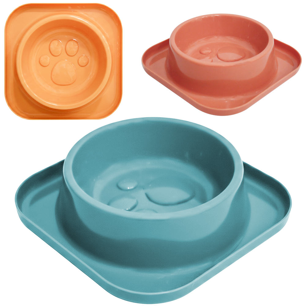 COMEDOURO / BEBEDOURO DE PLASTICO PATA COM APARADOR 450ML 19X5CM