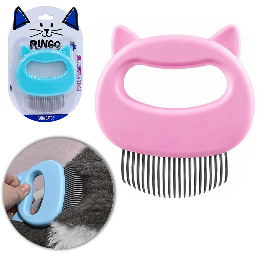 PENTE MASSAGEADOR PARA CACHORRO E GATO 10X9CM 