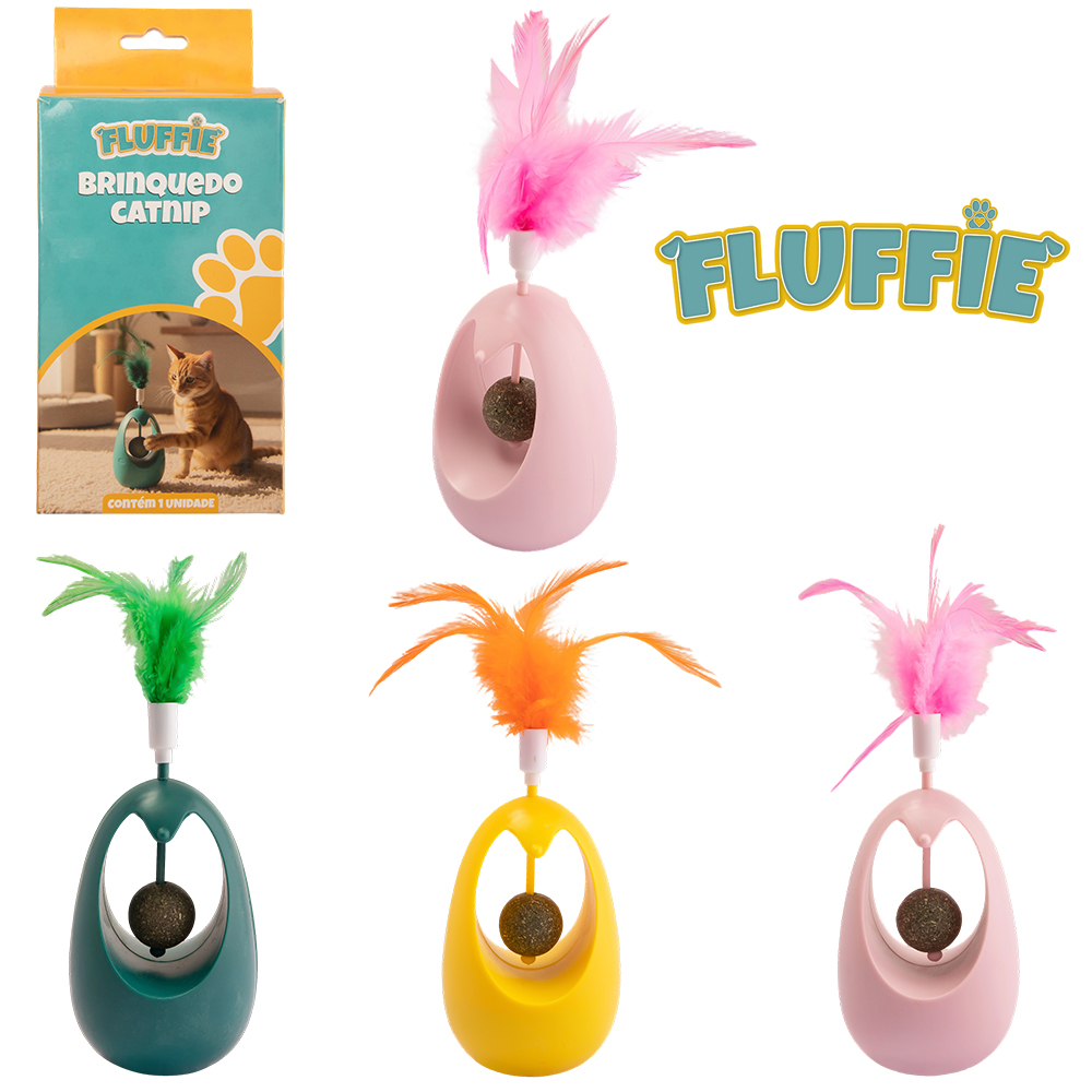 BRINQUEDO PARA GATO COM CATNIP + PENA FLUFFIE 18X7CM DE Ø