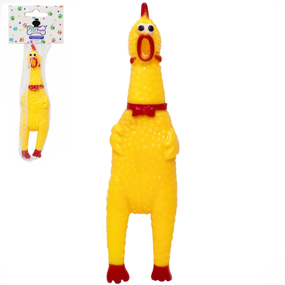 BRINQUEDO PARA CACHORRO FRANGO DE PVC COM SOM 17CM