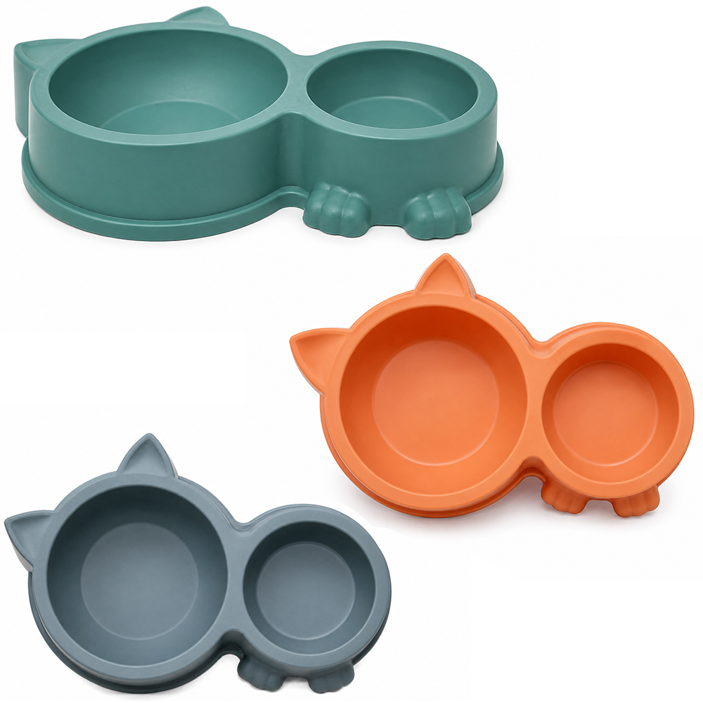 COMEDOURO / BEBEDOURO DE PLASTICO DUPLO GATO 650ML 27X18X5CM