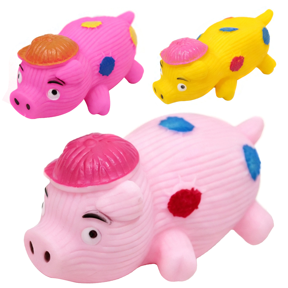 BRINQUEDO PARA CACHORRO PORCO DE PLASTICO COM SOM 14X7X6CM