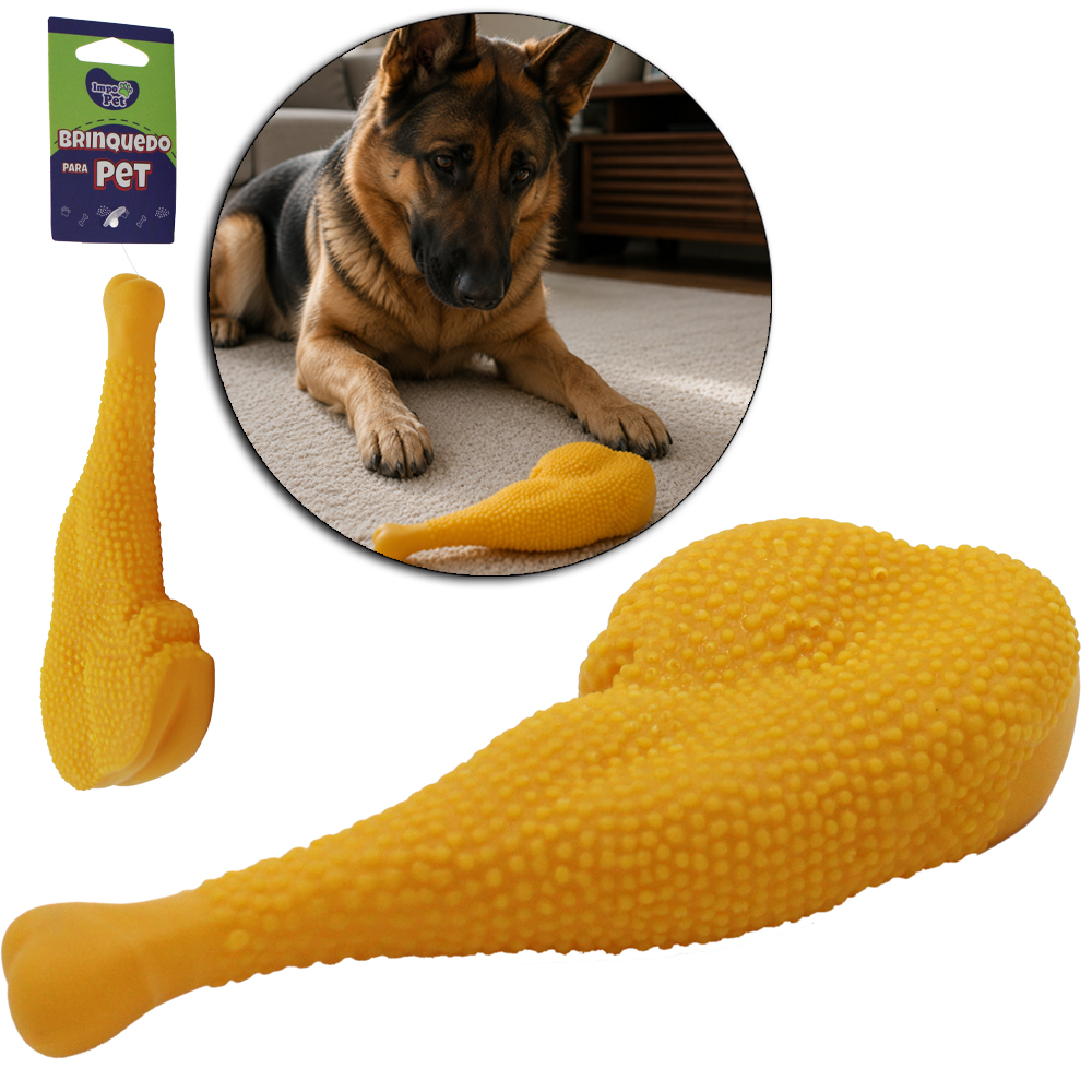 BRINQUEDO PARA CACHORRO COXA DE FRANGO DE VINIL COM SOM 16,5X7CM IMPO PET