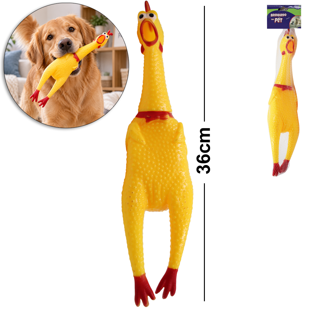 BRINQUEDO PARA CACHORRO FRANGO DE VINIL COM SOM 36CM IMPO PET