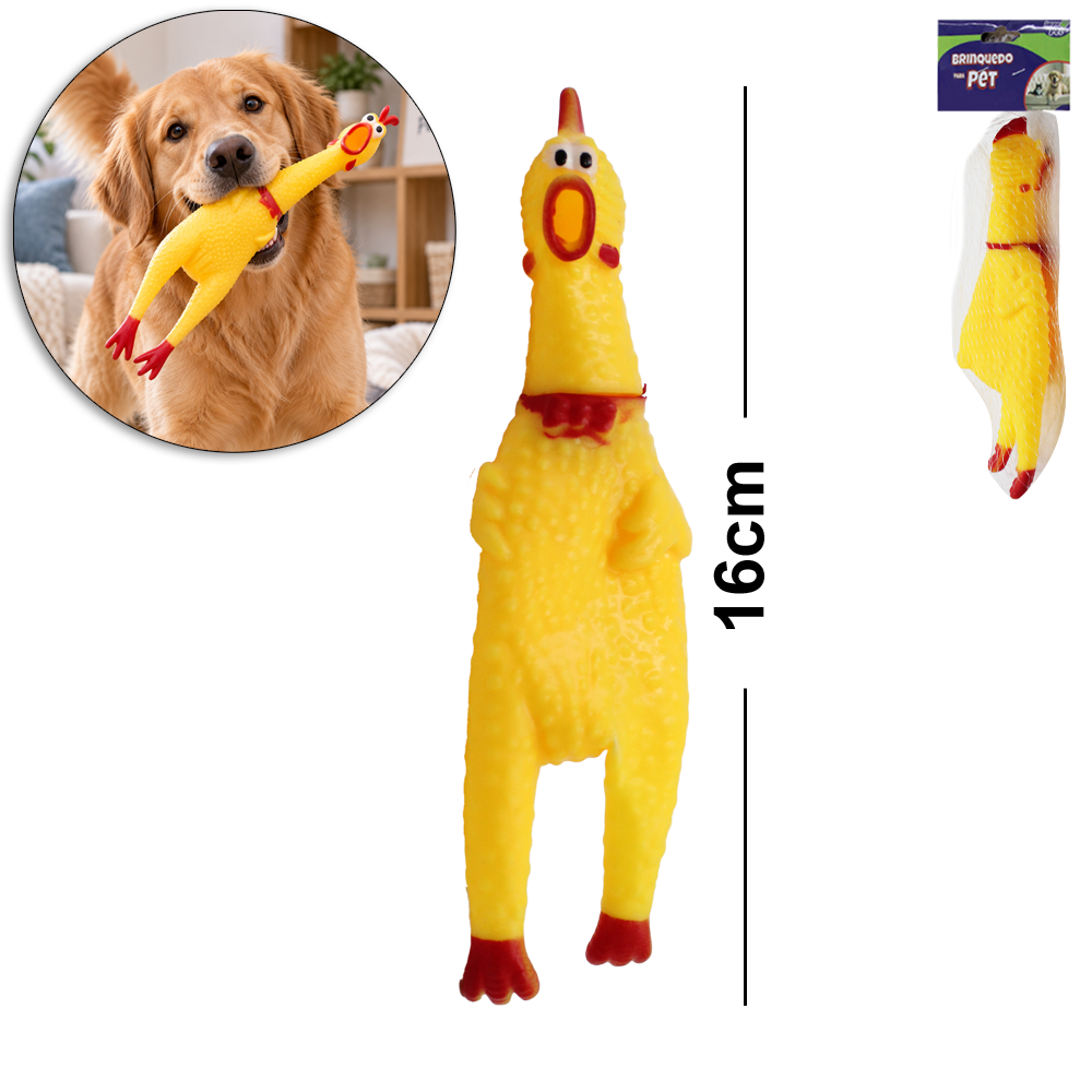 BRINQUEDO PARA CACHORRO FRANGO DE VINIL COM SOM 16CM IP01161 IMPO PET