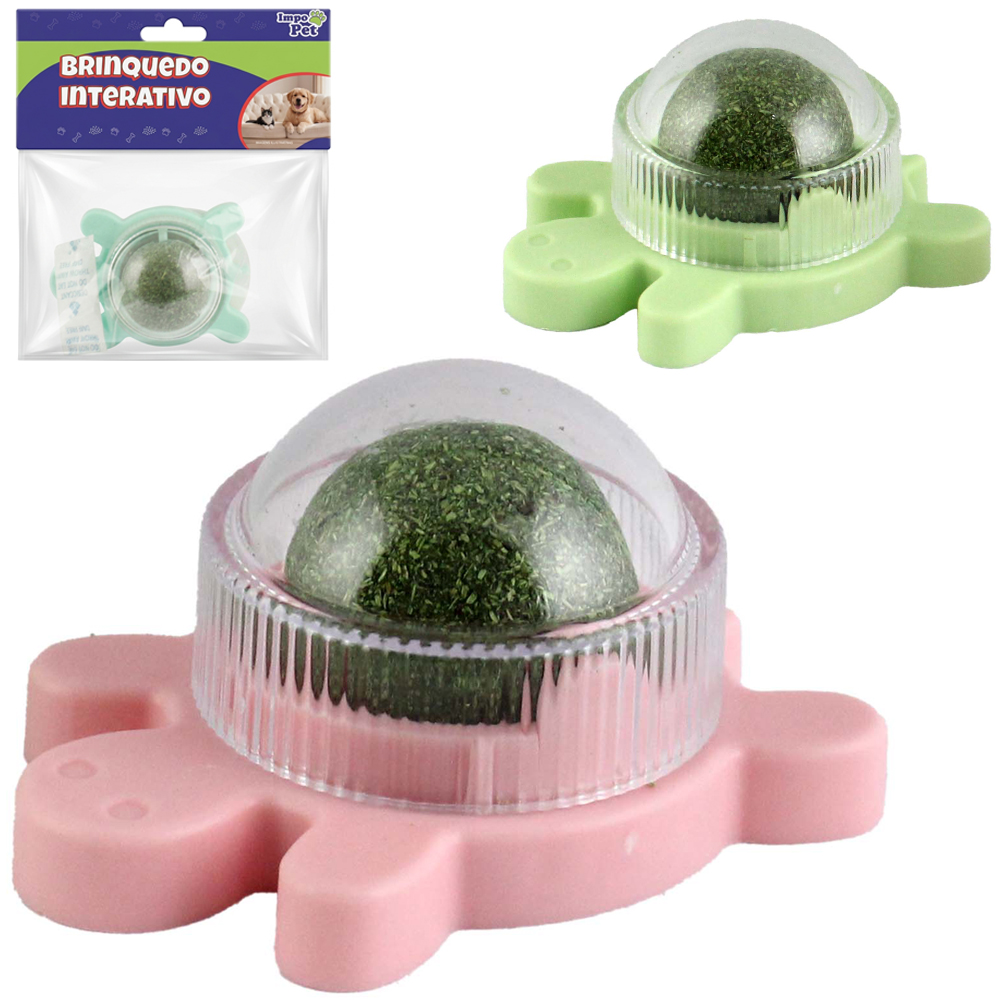 BRINQUEDO PARA GATO TARTARUGA DE PLASTICO COM CATNIP + AUTOADESIVO 7,2X5X3,5CM IMPO PET