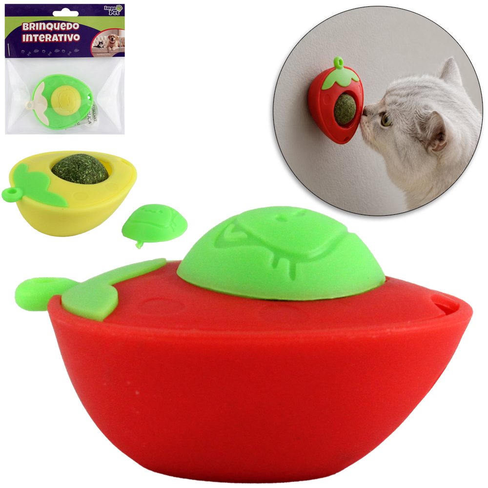 BRINQUEDO PARA GATO FRUTA DE PLASTICO COM CATNIP 6X5X3,5CM IMPO PET