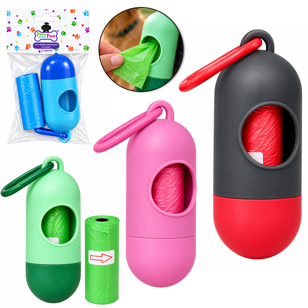 SACO / SAQUINHO COLETOR PARA FEZES ANIMAL DE PLASTICO LISO COM 30 PECAS 30X22CM + ESTOJO 