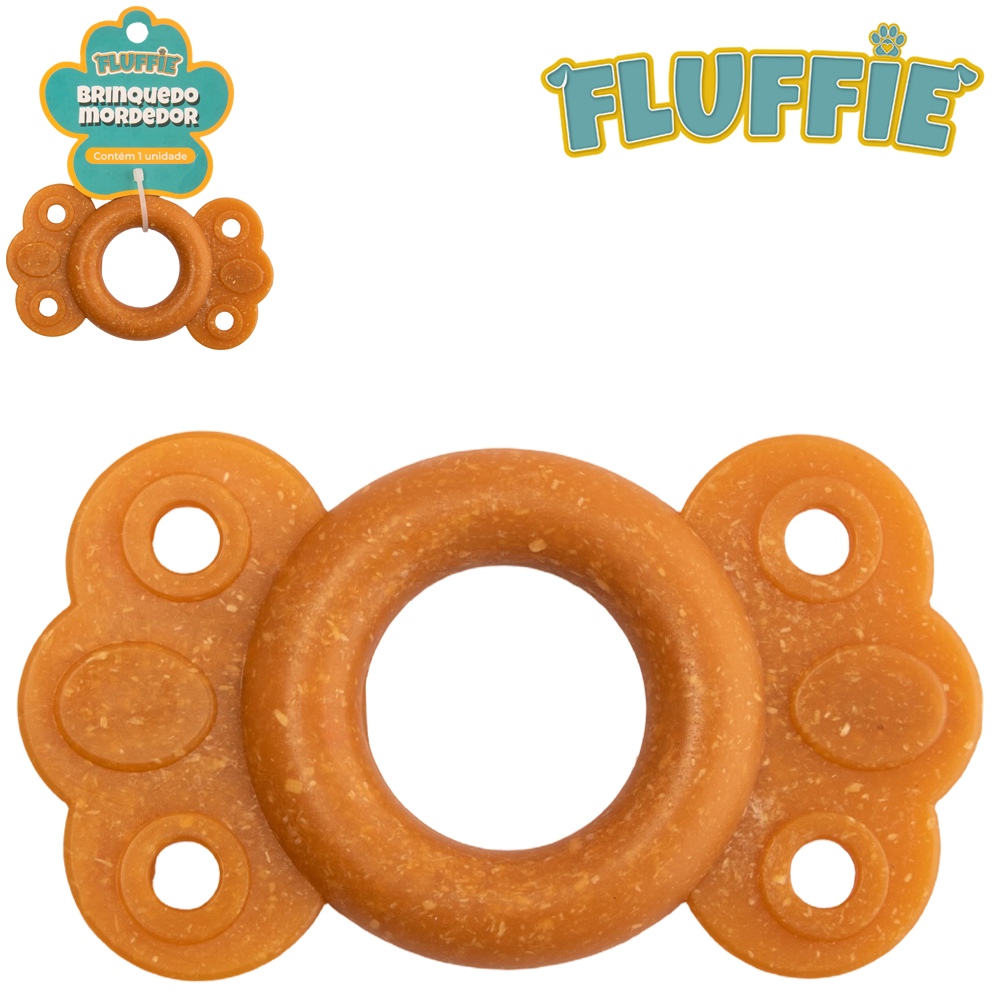 BRINQUEDO MORDEDOR PARA CACHORRO BALA DE PLASTICO FLUFFIE 10X5,7X1,2CM