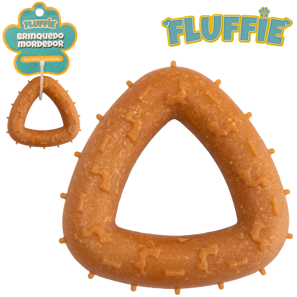 BRINQUEDO MORDEDOR PARA CACHORRO TRIANGULO DE PLASTICO FLUFFIE 7X7X1,7CM
