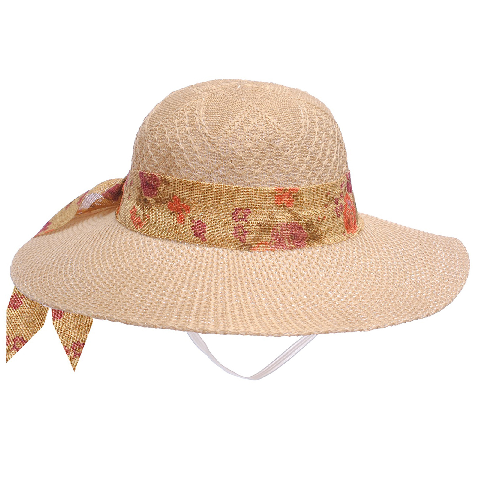 CHAPEU FEMININO LACO FLORES DE POLIESTER 38X38X13CM