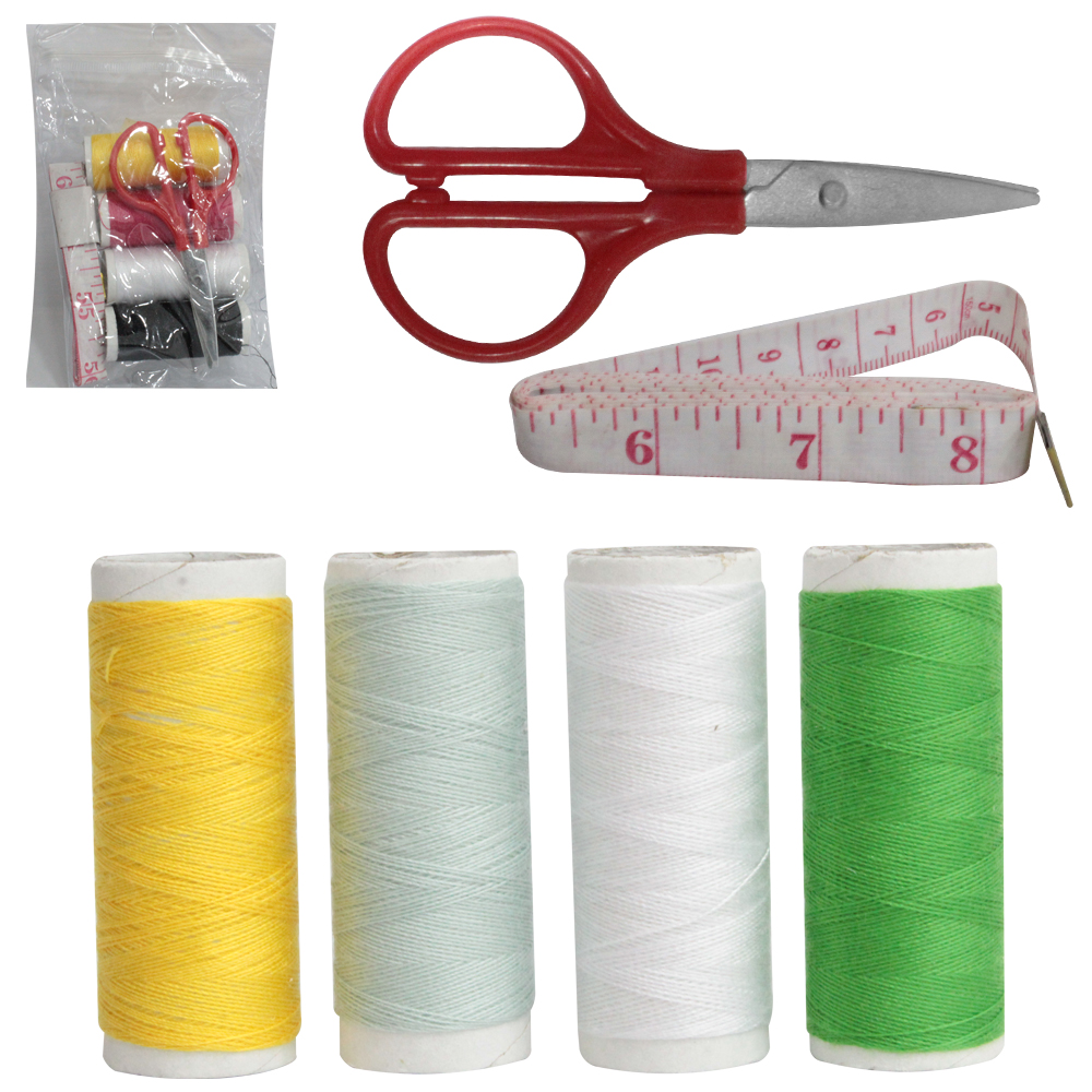 KIT COSTURA BOLSA COM 4 LINHAS + TESOURA E FITA METRICA