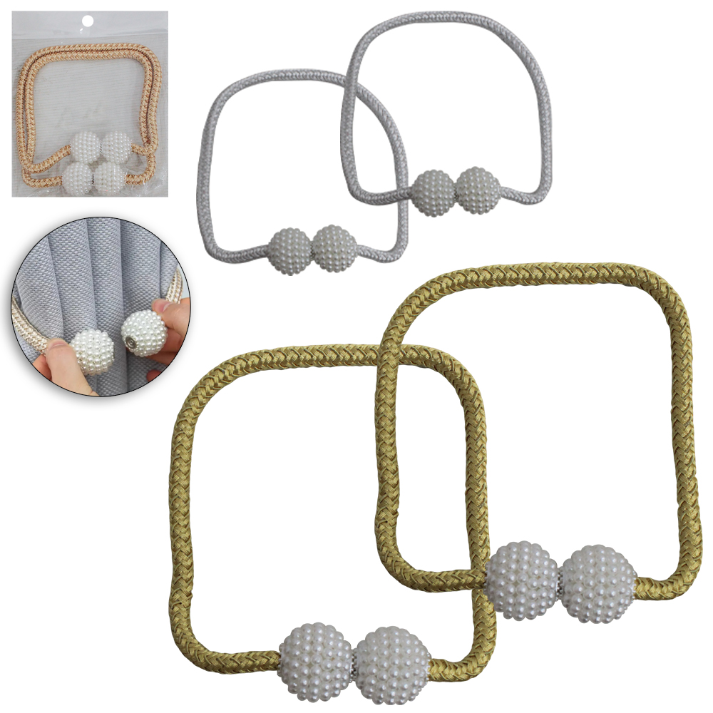 CINTO PRENDEDOR PARA CORTINA DE PLASTICO / POLIESTER PEROLAS MAGNETICO COM 2 PECAS 47CM