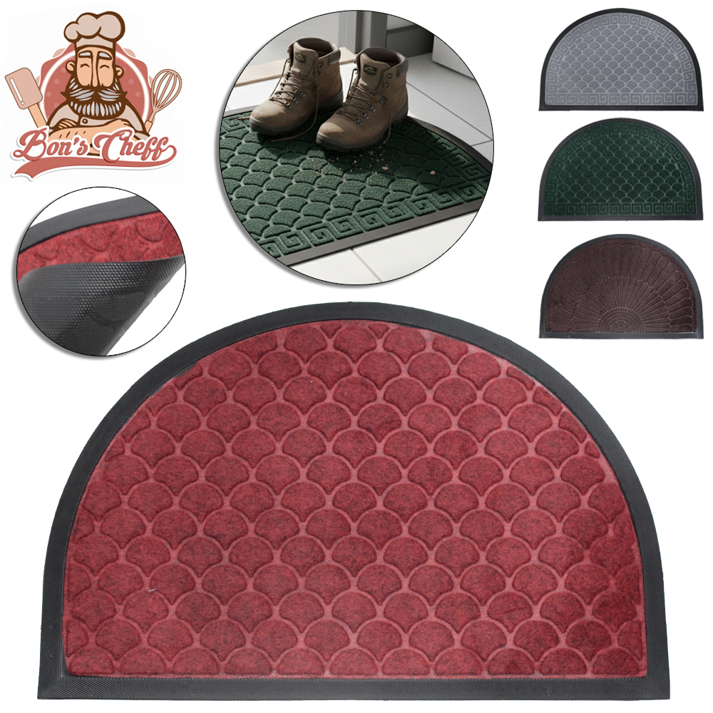 TAPETE CAPACHO DE PISO DE VELUDO MEIA LUA EMBORRACHADO 59,5X40CM