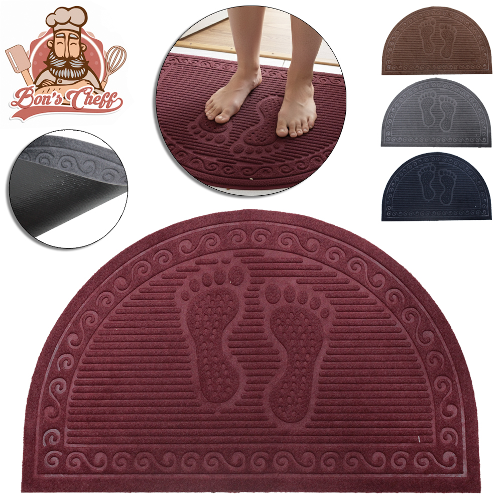 TAPETE CAPACHO DE PISO DE VELUDO MEIA LUA EMBORRACHADO 57X37CM