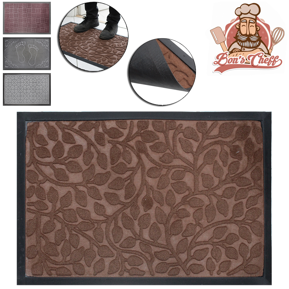 TAPETE CAPACHO DE PISO DE VELUDO RETANGULAR EMBORRACHADO 59,5X39,5CM