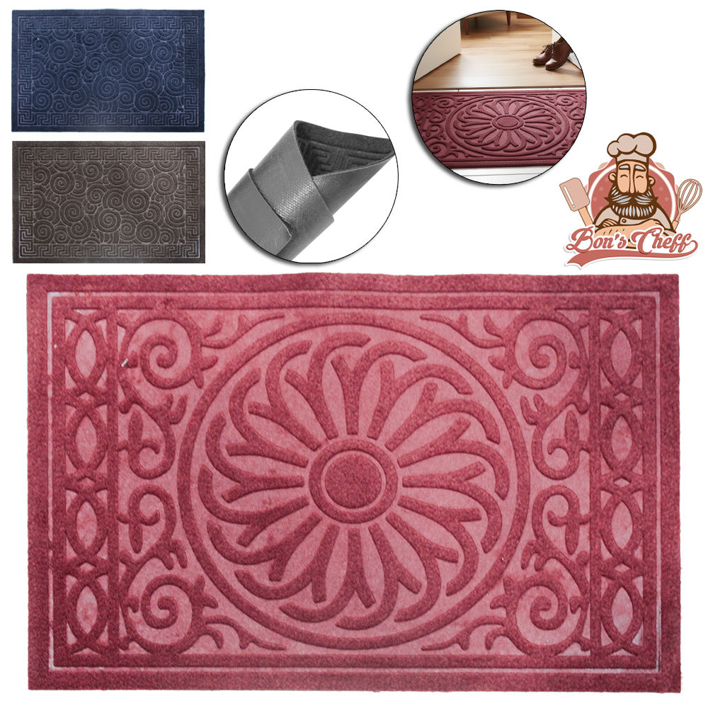 TAPETE CAPACHO DE PISO DE VELUDO RETANGULAR EMBORRACHADO 57X37CM