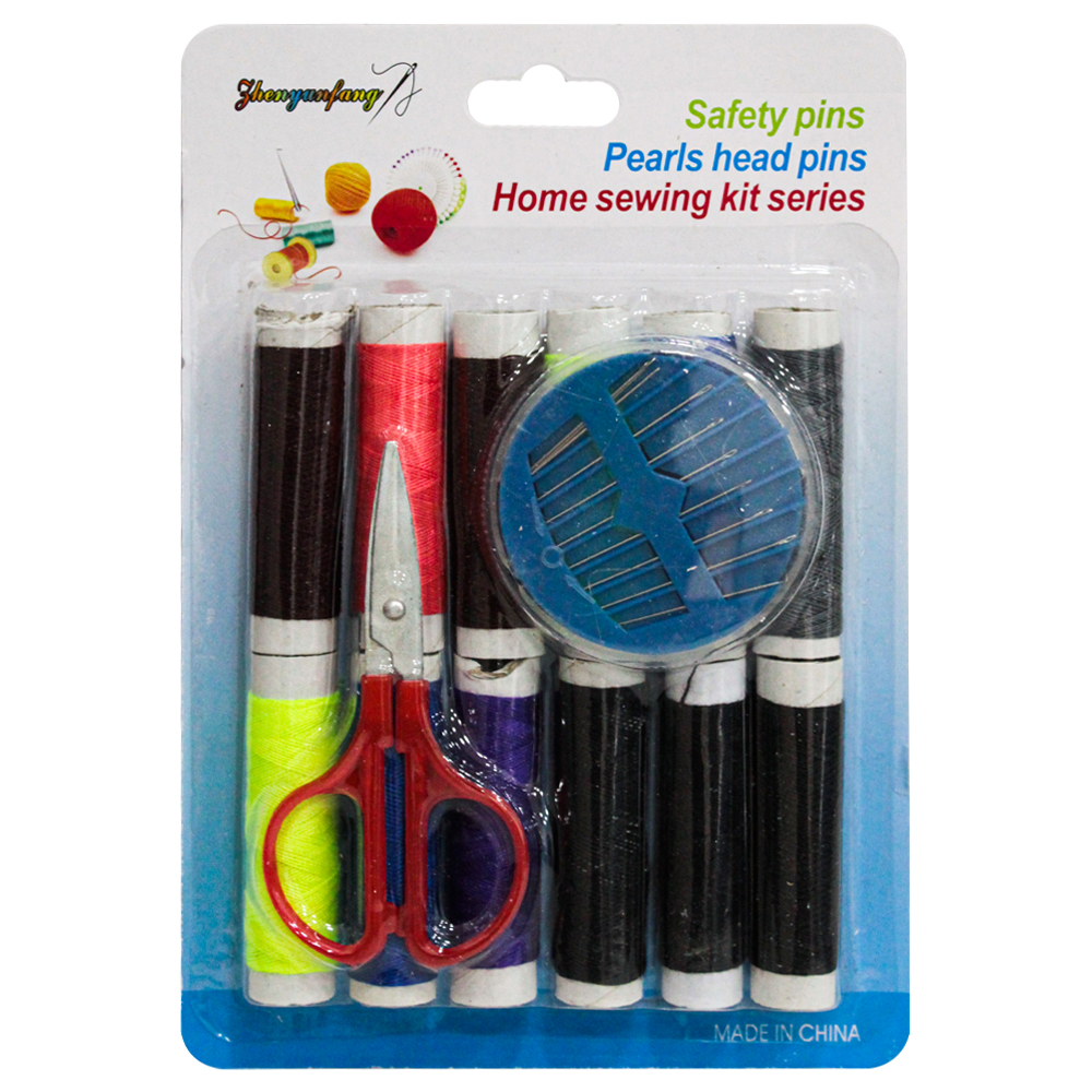 KIT COSTURA CARTELA COM 10 AGULHAS + 12 LINHAS E TESOURA 23 PECAS