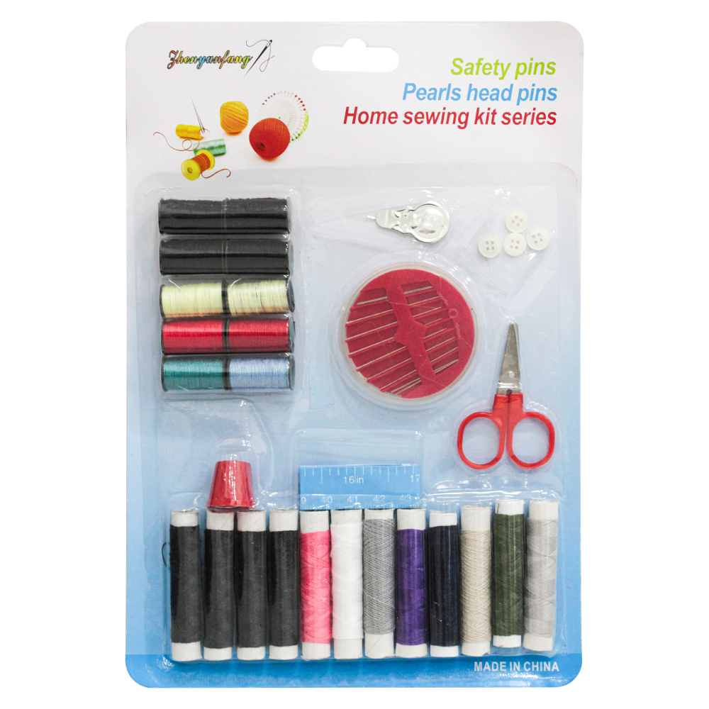 KIT COSTURA CARTELA COM 10 AGULHAS + 22 LINHAS E ACESSORIOS 41 PECAS