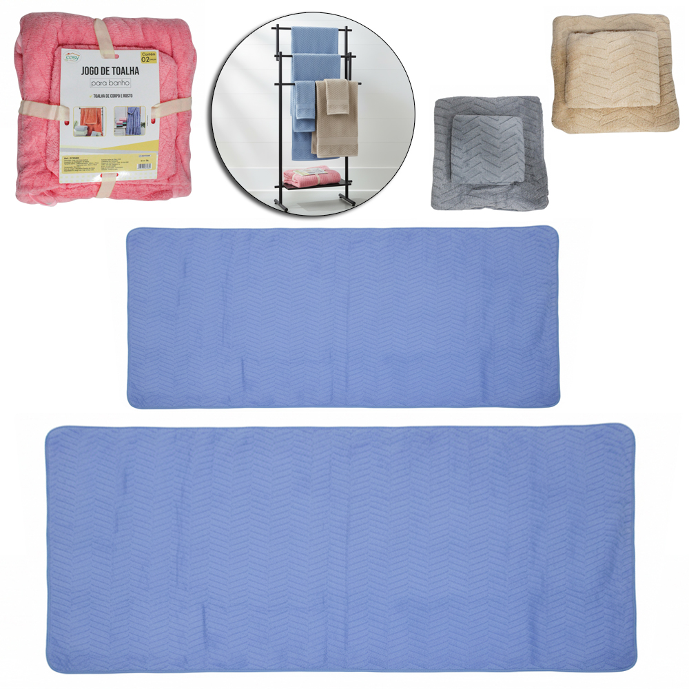 JOGO DE TOALHA DE BANHO CORPO E ROSTO COM 2 PECAS