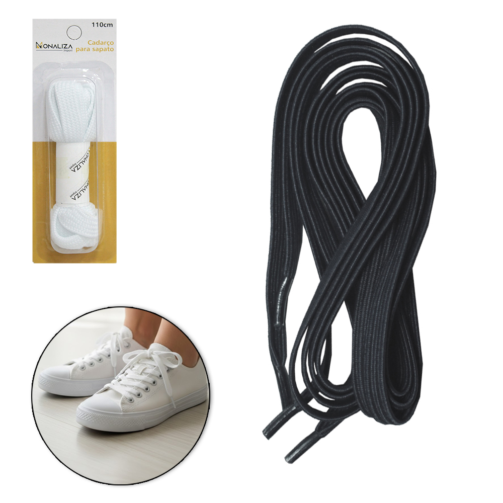 CADARCO CHATO PRETO / BRANCO COM 1 PAR 110X1CM