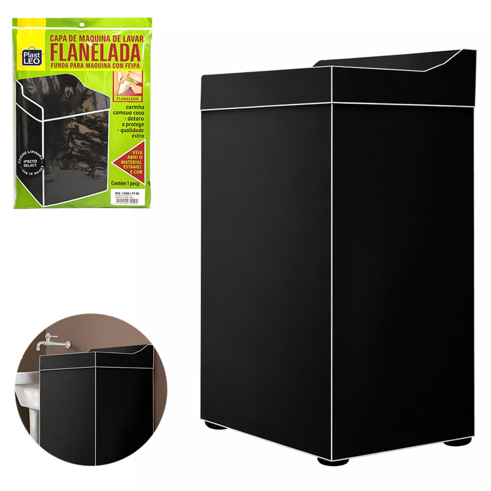 CAPA DE PVC FLANELADO PARA MAQUINA DE LAVAR BLACK P 91X63X57CM