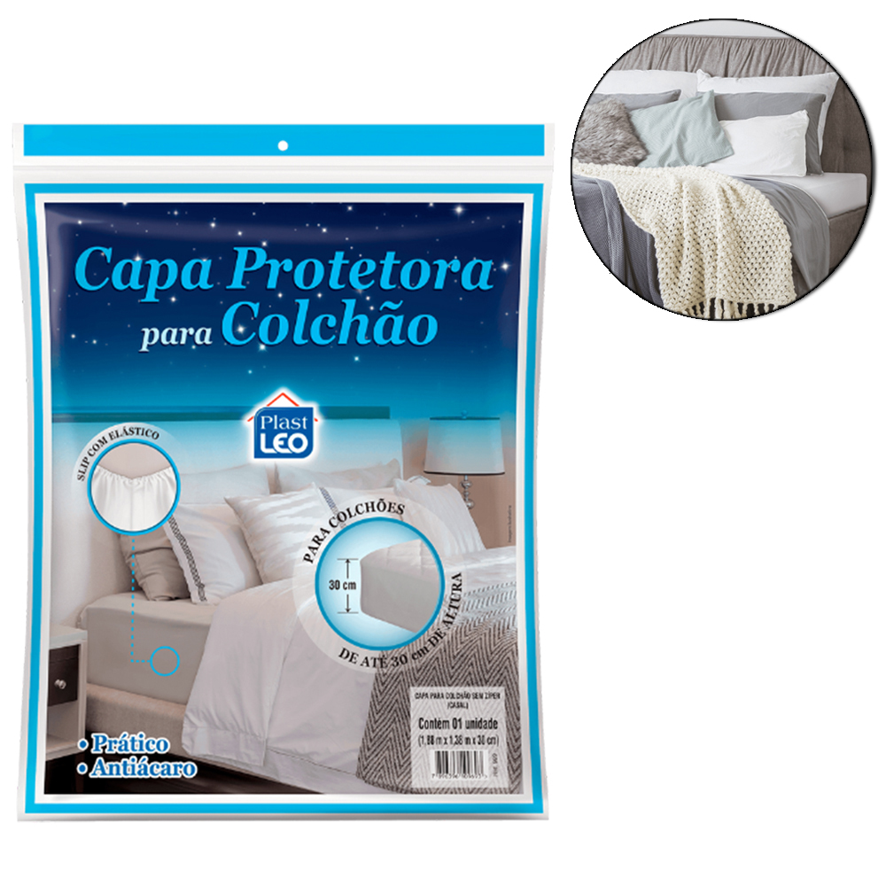 CAPA DE TNT PARA COLCHAO SOLTEIRO COM ELASTICO SLIP ANTIACARO 188X88X30CM
