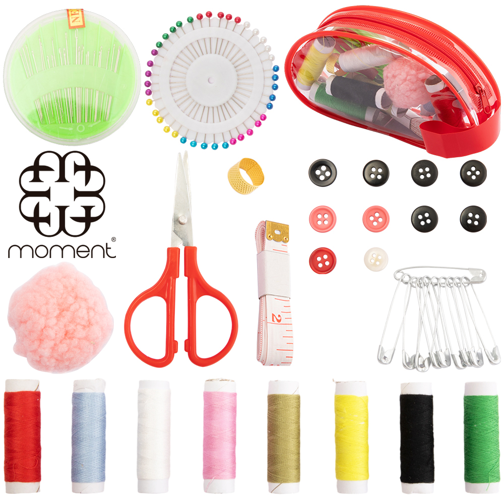 KIT COSTURA NA BOLSA COM 24 AGULHAS + 8 LINHAS E ACESSORIOS MOMENT 97 PECAS