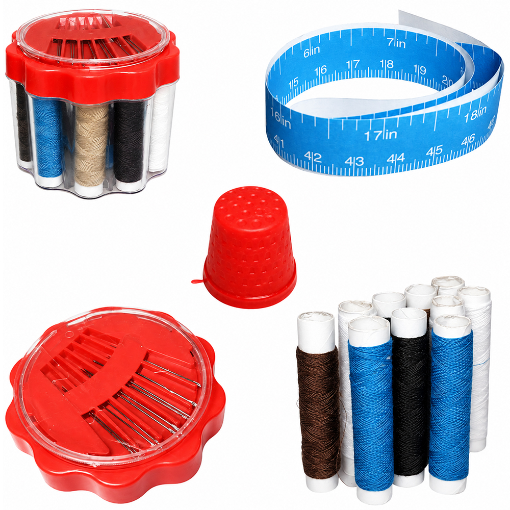 KIT COSTURA TUBO COM 10 AGULHAS + 12 LINHAS E ACESSORIOS NEX HOME
