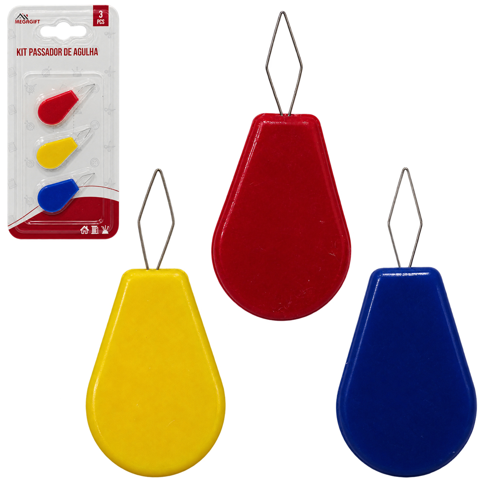 KIT PASSADOR DE LINHA PARA AGULHA 3 PECAS 4,5X2CM