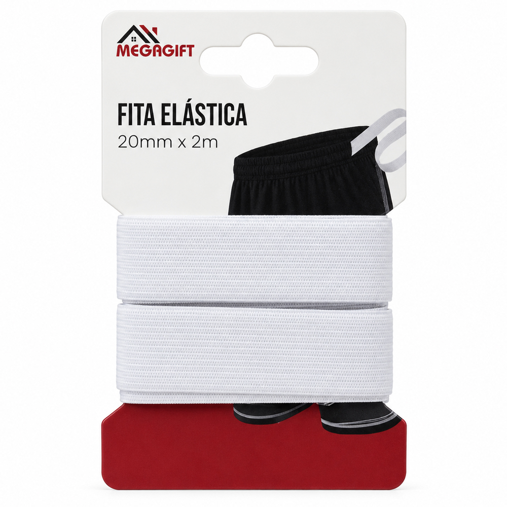 FITA ELASTICA LISA PARA COSTURA BRANCO 20MMX2M