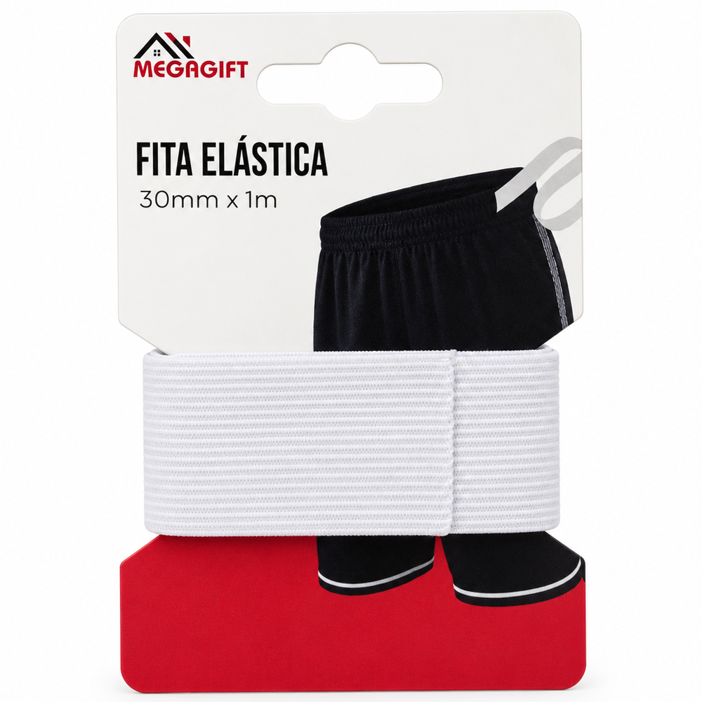 FITA ELASTICA LISA PARA COSTURA BRANCO 30MMX1M