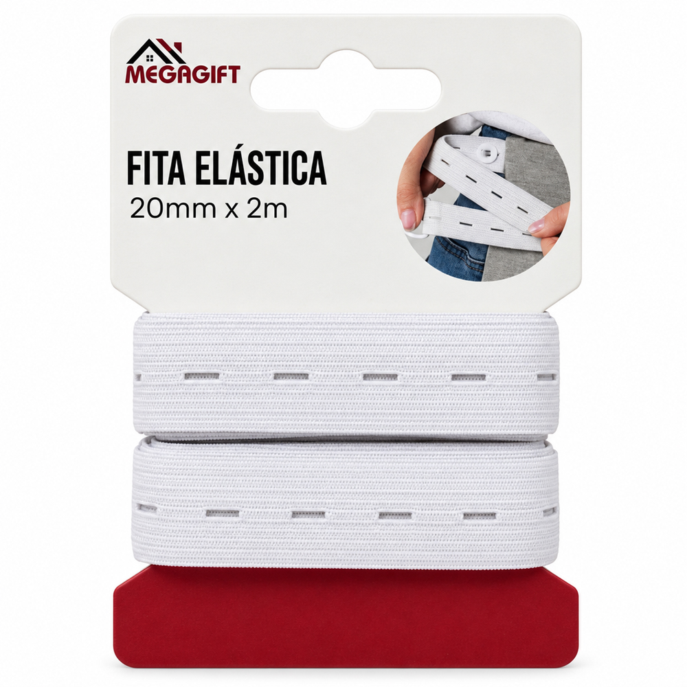 FITA ELASTICA CASEADO PARA COSTURA BRANCO 20MMX2M