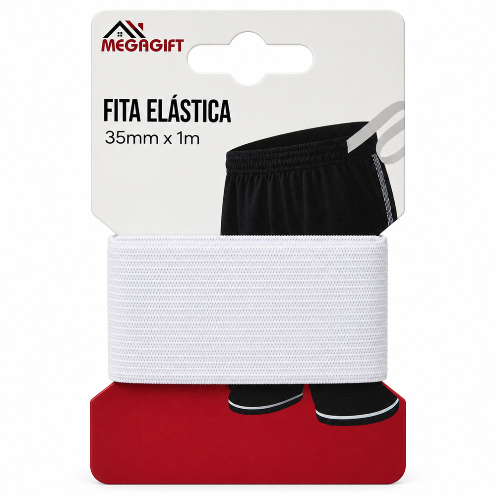 FITA ELASTICA LISA PARA COSTURA BRANCO 35MMX1M