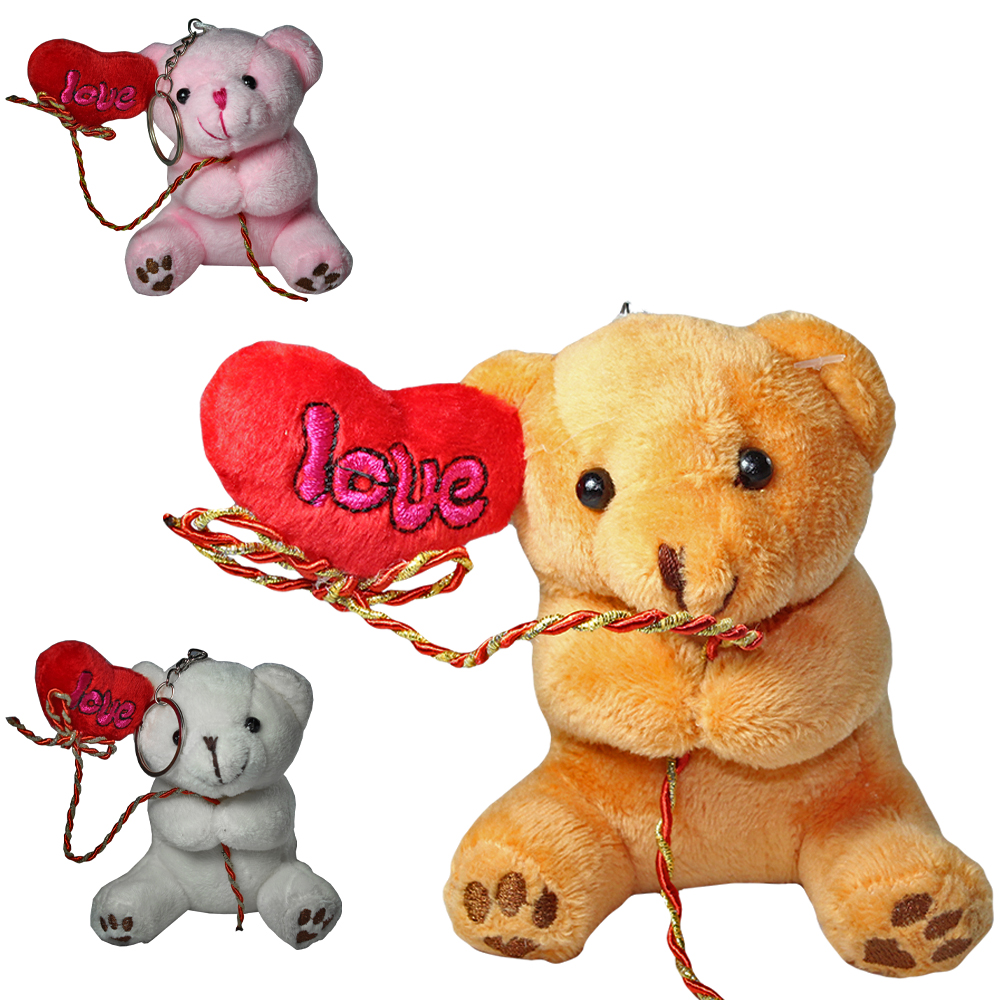 CHAVEIRO DE PELUCIA URSO COM CORACAO LOVE 11X8,5CM