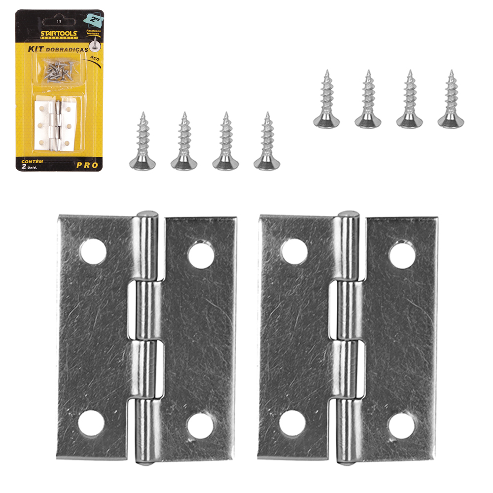 KIT 2 DOBRADICAS DE ACO PRO 2'' 4,5X3,3CM 