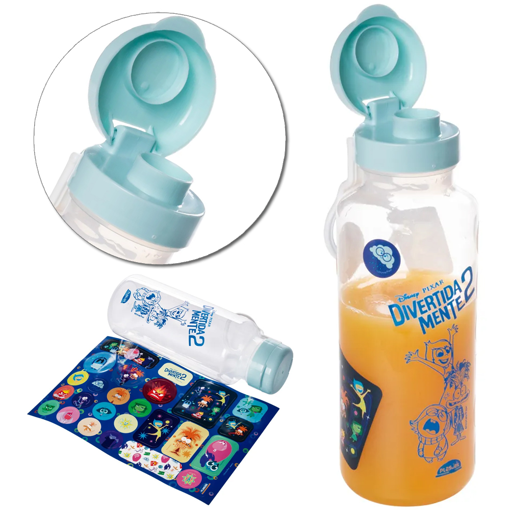 GARRAFA SQUEEZE DE PLASTICO PET DIVERTIDAMENTE COM TAMPA E ALCA 600ML