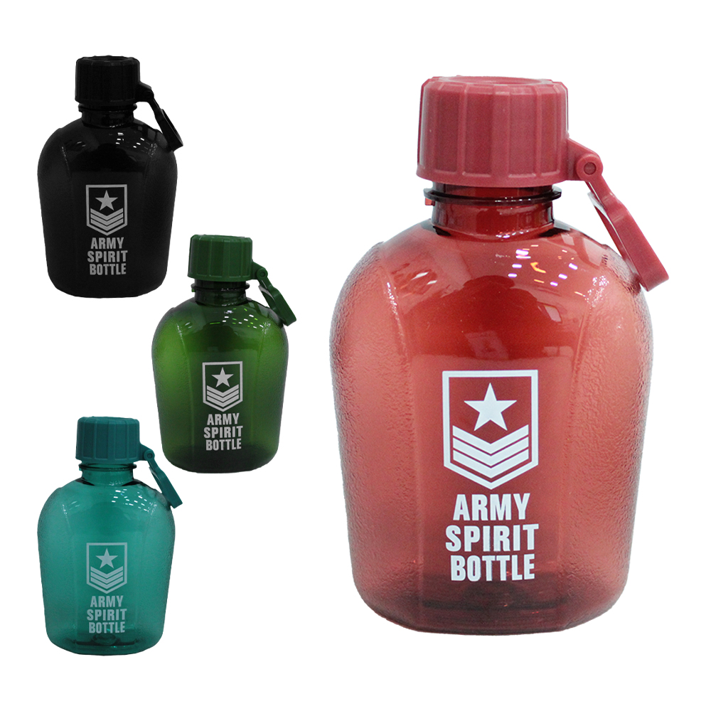 GARRAFA SQUEEZE DE PLASTICO AS ARMY SPIRIT BOTTLE COM TAMPA + ALCA TRANSCOLOR 500ML