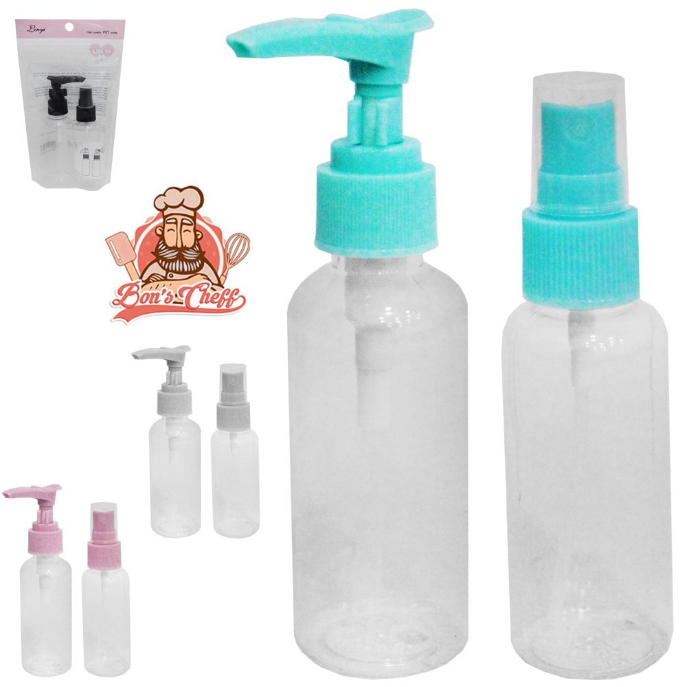 KIT FRASCO DE PLASTICO PET PARA VIAGEM COM 2 PECAS 85/40ML