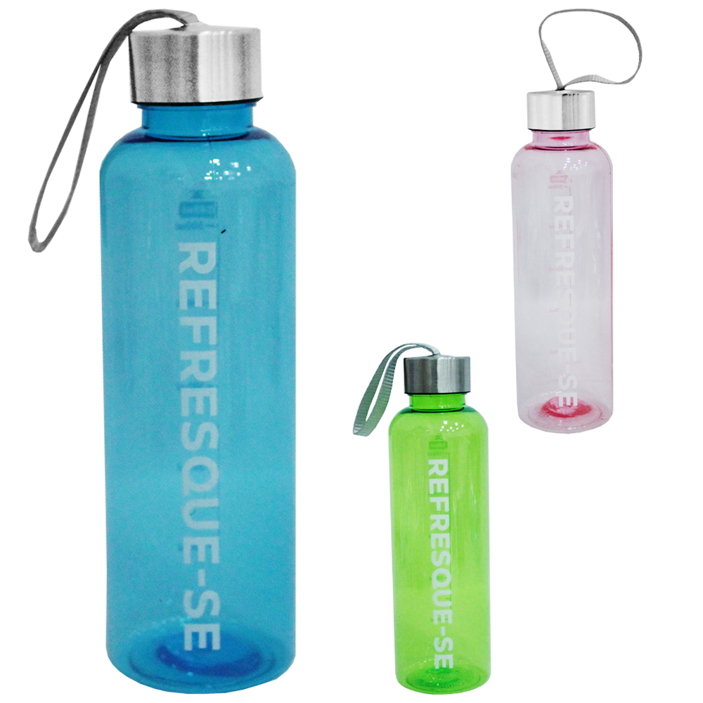 GARRAFA SQUEEZE DE PLASTICO AS REFRESQUE-SE COM TAMPA DE INOX + ALCA 560ML